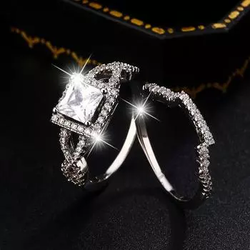 Роскошные кольца из цельного циркония AAA, популярные кольца для женщин, комплект из высококачественных ювелирных изделий AAA для свадебной вечеринки 9 белый