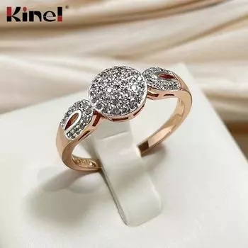 Роскошные кольца из натурального циркония для женщин, розовое золото, ювелирные изделия, подарок, обручальные кольца 6