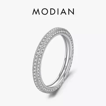 Роскошные кольца на палец MODIAN из стерлингового серебра 925 пробы для женщин, сверкающее прозрачное обручальное кольцо с фианитом, ювелирные украшения 5 серебряный