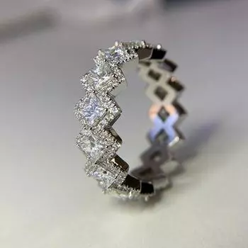 Роскошные кольца принцессы с квадратным цирконием, женские кольца серебряного/золотого цвета, обручальные кольца, кольцо на палец, модные универсальные ювелирные изделия 6