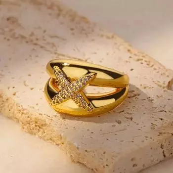 Роскошные кольца с цирконием и крестом и звездой для женщин, из нержавеющей стали, золотого цвета, обручальное кольцо для пары, эстетические украшения anillos mujer