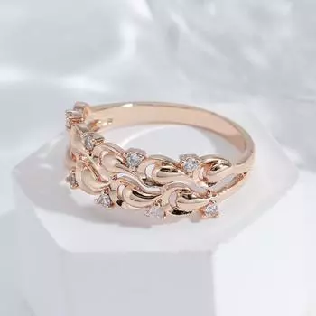Роскошные кольца с двойной лентой и белым цирконом цвета розового золота, модные украшения для женщин 7