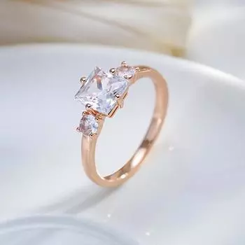 Роскошные кольца с квадратным белым цирконом для женщин, свадебные аксессуары золотого цвета, модные повседневные украшения 7