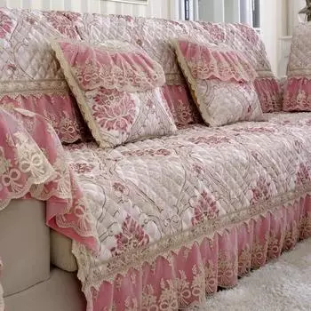 Роскошные комплекты диванов с большими цветами, чехлы для диванов, толстые чехлы для диванов, подол 18 см, мягкое полотенце, кружевной декор, подушка для дивана для коврика для гостиной, 1 шт. 70x90