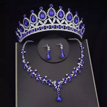 Роскошные комплекты ювелирных изделий в виде короны для невесты, наборы тиар и висячих сережек, ожерелья, наборы из 3 предметов, подарки на день рождения