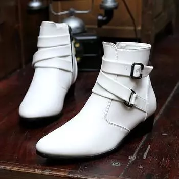 Роскошные кожаные ботинки челси мужские дизайнерские белые туфли мужские повседневные высокие туфли с пряжкой на ремне мужские мотоциклетные ботинки 39