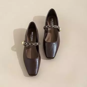 Роскошные кожаные туфли Мэри Джейн на толстом каблуке с пряжкой для женщин, дизайнерские туфли с мягкой подошвой для женщин, модные повседневные туфли на низком каблуке для женщин 35