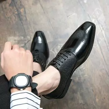 Роскошные кожаные туфли, новые кожаные туфли с острым носком в британском деловом стиле, деловые мужские кожаные туфли, свадебные туфли, офисная обувь 38 чёрный