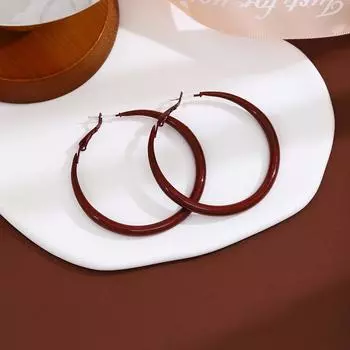 Роскошные круглые серьги-кольца для осени и зимы красный