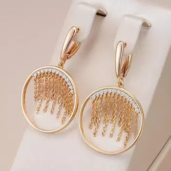 Роскошные круглые серьги-подвески золотого цвета с кисточками и цирконием для женщин, преувеличенные винтажные украшения, аксессуары для вечеринок
