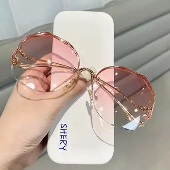 Роскошные круглые солнцезащитные очки с градиентом, женские металлические изогнутые дужки, очки Ocean, модные солнцезащитные очки без оправы, женские UV400