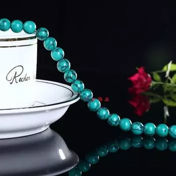 Роскошные круглые свободные бусины из натурального синего бирюзового камня с черными трещинами для изготовления ювелирных изделий своими руками 4, 6, 8, 10 мм 4 mm