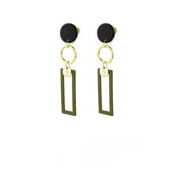 Роскошные квадратные геометрические зеленые серьги, простая модная спираль от комаров, без пирсинга, зажим для ушей