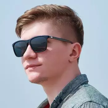 Роскошные квадратные поляризованные солнцезащитные очки для вождения, синие зеркальные линзы, классические солнцезащитные очки унисекс, тренды 2024 года, женские оттенки Black Grey F black