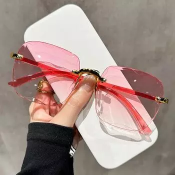 Роскошные квадратные солнцезащитные очки без оправы женские брендовые дизайнерские летние красные очки модные солнцезащитные очки для мужчин UV400 оттенки Oculos as picture