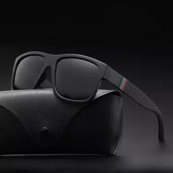 Роскошные квадратные винтажные поляризационные солнцезащитные очки для мужчин и женщин, модные антибликовые солнцезащитные очки для путешествий, мужские очки UV400 чёрный