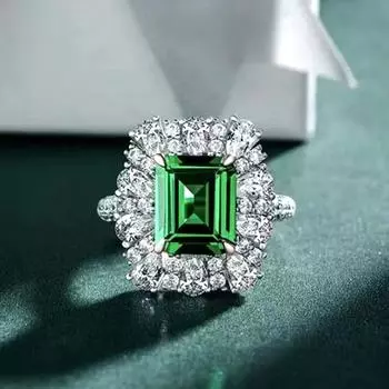 Роскошные квадратные зеленые женские кольца с фианитами для вечеринки, подарка на годовщину, элегантное женское кольцо серебряного цвета, модные ювелирные изделия для помолвки 9