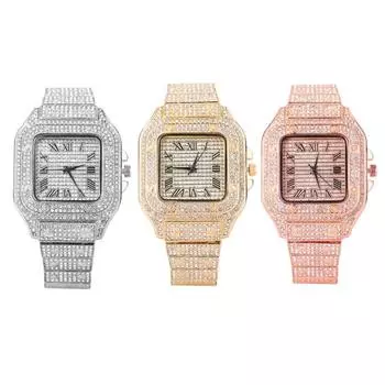 Роскошные квадратные женские часы с полной дрелью, брендовые женские кварцевые наручные часы, классические серебряные простые женские часы со стальным ремешком, relogio