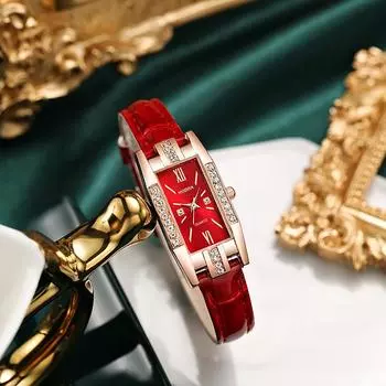 Роскошные кварцевые повседневные квадратные циферблаты с кожаным ремешком и бриллиантами женские часы модные часы винтажные наручные часы уникальные белый