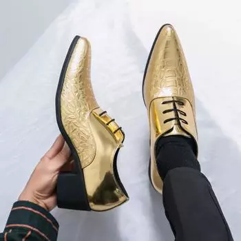 Роскошные лакированные туфли Golden Man, большой размер 46, увеличивающие рост туфли на высоком каблуке, мужские туфли с острым носком, формальные туфли для мужчин 38