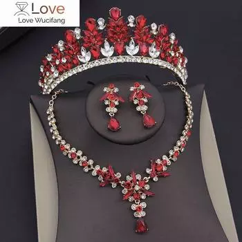 Роскошные листья кристалл свадебные комплекты ювелирных изделий для женщин диадемы ожерелья невесты свадебное платье корона головной убор костюм аксессуары