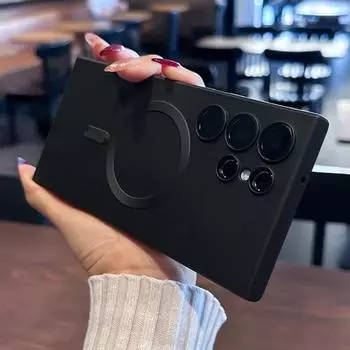 Роскошные магнитные чехлы для телефонов Magsafe с беспроводной зарядкой для Samsung Galaxy S24 S23 S22 Ultra S21 S20 FE Note 10 20, аксессуары для защиты объектива Samsung S24 розовый