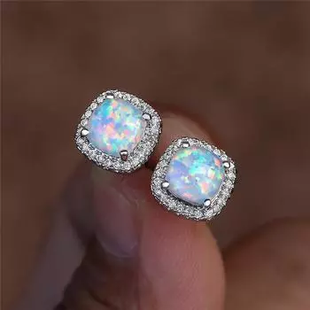 Роскошные маленькие изящные серьги-гвоздики серебряного цвета с квадратным камнем и кубическим цирконием для женщин, свадебные серьги жёлтый