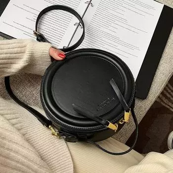 Роскошные маленькие круглые дизайнерские сумки через плечо для женщин, новинка 2021 года, трендовые винтажные сумки на плечо из искусственной кожи, брендовая женская повседневная сумка 20cmx8cmx20cm кофейный