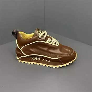 Роскошные массивные кроссовки для мужчин с закрытым дном и воздушной подушкой, модные повседневные туфли из натуральной кожи с увеличенной внутренней платформой 38