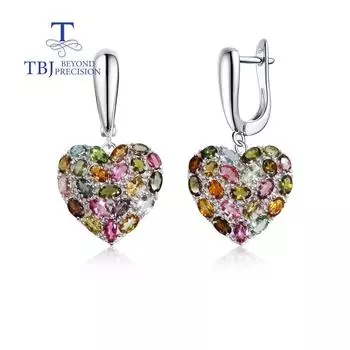 Роскошные многоцветные серьги с турмалином из натуральных драгоценных камней, модные женские изысканные украшения из серебра 925 пробы, подарок на годовщину свадьбы L розовый/коричневый