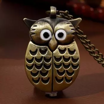 Роскошные модные часы с изображением совы, дизайн корпуса, медные кварцевые карманные часы, идеальный выбор для подарков женщинам и мужчинам