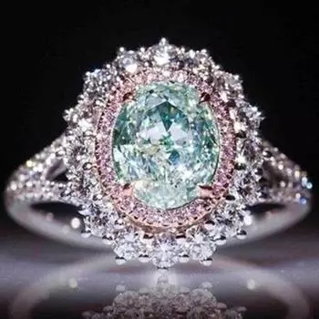 Роскошные модные кольца серебряного цвета для женщин, блестящие металлические инкрустированные розовым цирконом и белыми камнями, обручальные кольца, свадебные украшения 6