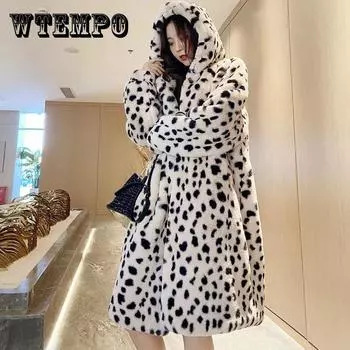 Роскошные модные леопардовые длинные куртки с плюшевым мишкой, пальто, женская зимняя плотная теплая верхняя одежда, брендовая модная женская куртка из искусственного меха XL