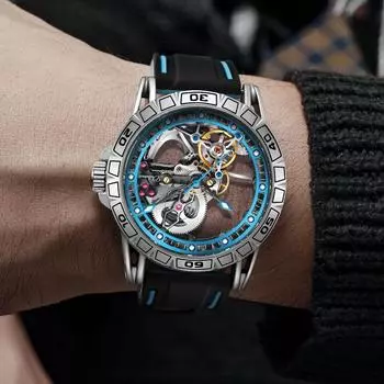 Роскошные модные мужские часы топового бренда класса люкс автоматические механические повседневные турбийонные мужские часы спортивные водонепроницаемые чёрный