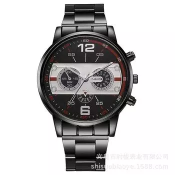 Роскошные модные мужские кварцевые наручные часы из нержавеющей стали для мужчин, деловые повседневные часы, лучшие подарки, часы для мужа, семьи, друга чёрный