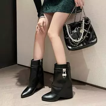 Роскошные модные новые женские сапоги до середины икры осень-зима с застежкой-молнией на платформе с круглым носком на танкетке винтажная обувь 35