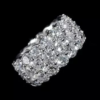 Роскошные модные обручальные кольца для невесты, 3 ряда, с кубическим цирконием, эффектные аксессуары для женщин, ювелирные изделия для танцевальной вечеринки 10