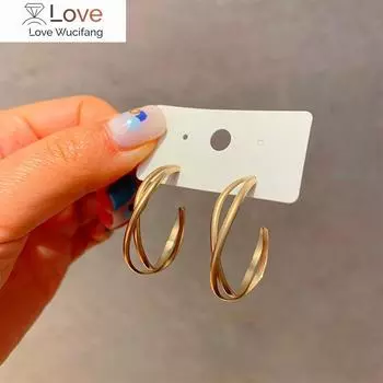Роскошные модные серьги для женщин корейские простые золотые серьги-кольца модные женские модные украшения