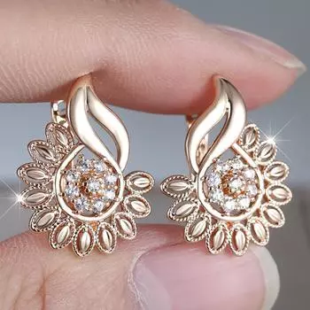 Роскошные модные серьги-подвески из циркония в виде подсолнуха для женщин, серьги-лепестки золотого цвета, ювелирные аксессуары золотой