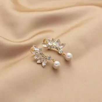 Роскошные модные серьги-подвески из искусственного жемчуга со стразами, элегантные противомоскитные спирали, клипсы для ушей без пирсинга