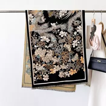 Роскошные модные шарфы Теплое пончо Кашемир Зима Женский шарф Шаль Накидка Цветочный принт Толстая пашмина Одеяло Буфанда Эшарп 65X180cm