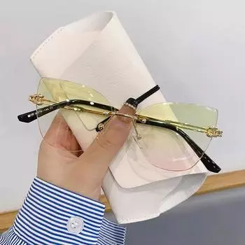 Роскошные модные солнцезащитные очки без оправы, летние солнцезащитные очки с обрезанными краями, овальные дизайнерские оттенки, женские солнцезащитные очки Uv400