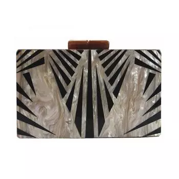 Оригинальный клатч на цепочке коричневый