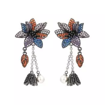 Роскошные модные свадебные банкетные серьги с цветочным колокольчиком, элегантные серьги, женские ювелирные изделия, подарок синий