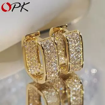 Роскошные модные женские кольца с фианитами, аксессуары для невесты из золота, свадебные серьги, подарок на день святого Валентина, украшения серебряный