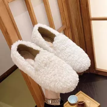 Роскошные мокасины из овечьей шерсти женские зимние хлопковые туфли женские теплые плюшевые мокасины удобные балетки из кудрявого овечьего меха женские большой размер 40 35