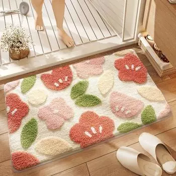 Роскошные мягкие мохнатые коврики из микрофибры, коврик для ванной, противоскользящий коврик для ванной комнаты в туалете, абсорбирующий меховой коврик для ванной комнаты 40 x 60 cm 1pc белый