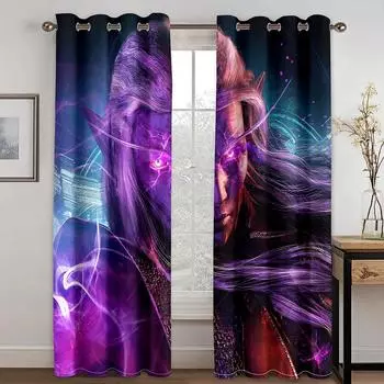 Роскошные мультяшные анимационные игры, крутые оконные шторы для детей, гостиная, спальня, ванная комната, дверь, домашний декор, 2 шт. W50 X H130(CM)X2&Hook