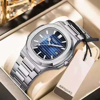 Роскошные мужские аналоговые кварцевые часы, лучший бренд класса люкс, водонепроницаемые 30 м, мужские часы для дайвинга из нержавеющей стали