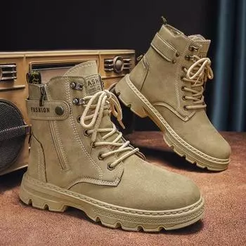 Роскошные мужские ботильоны, осенние новые нескользящие водонепроницаемые ботинки для пустыни, уличные ботинки на молнии для скалолазания, походов, рабочие ботинки Botas Hombre 39 хаки